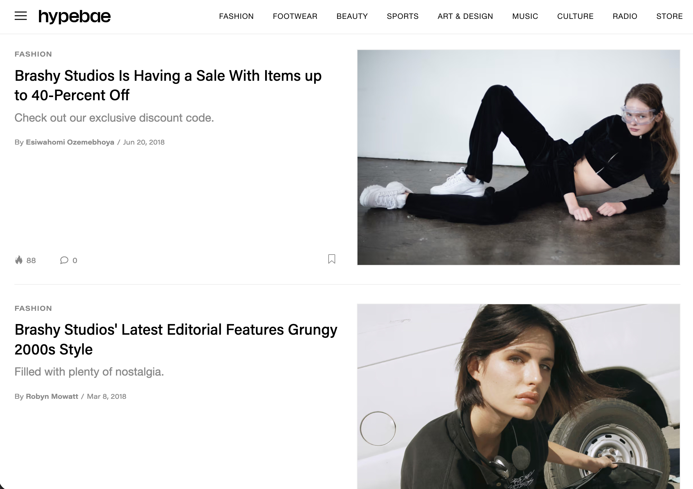 HypeBAE / Highsnobiety editorial coverage of Brashy Studios