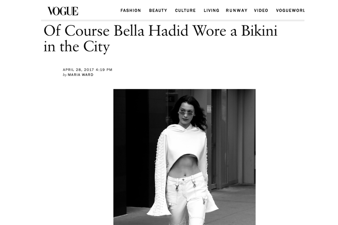 Vogue — Bella Hadid in Brashy Studios (April 2017)